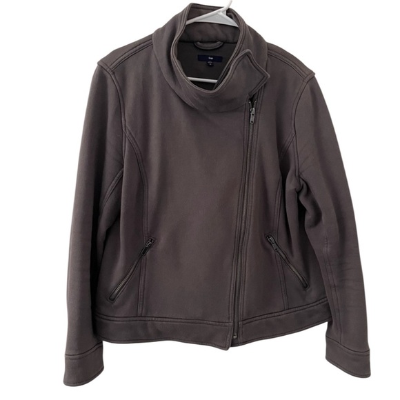 Gap Moto Jacket Dark Grey Knit Cotton Blend XL - Picture 1 of 11